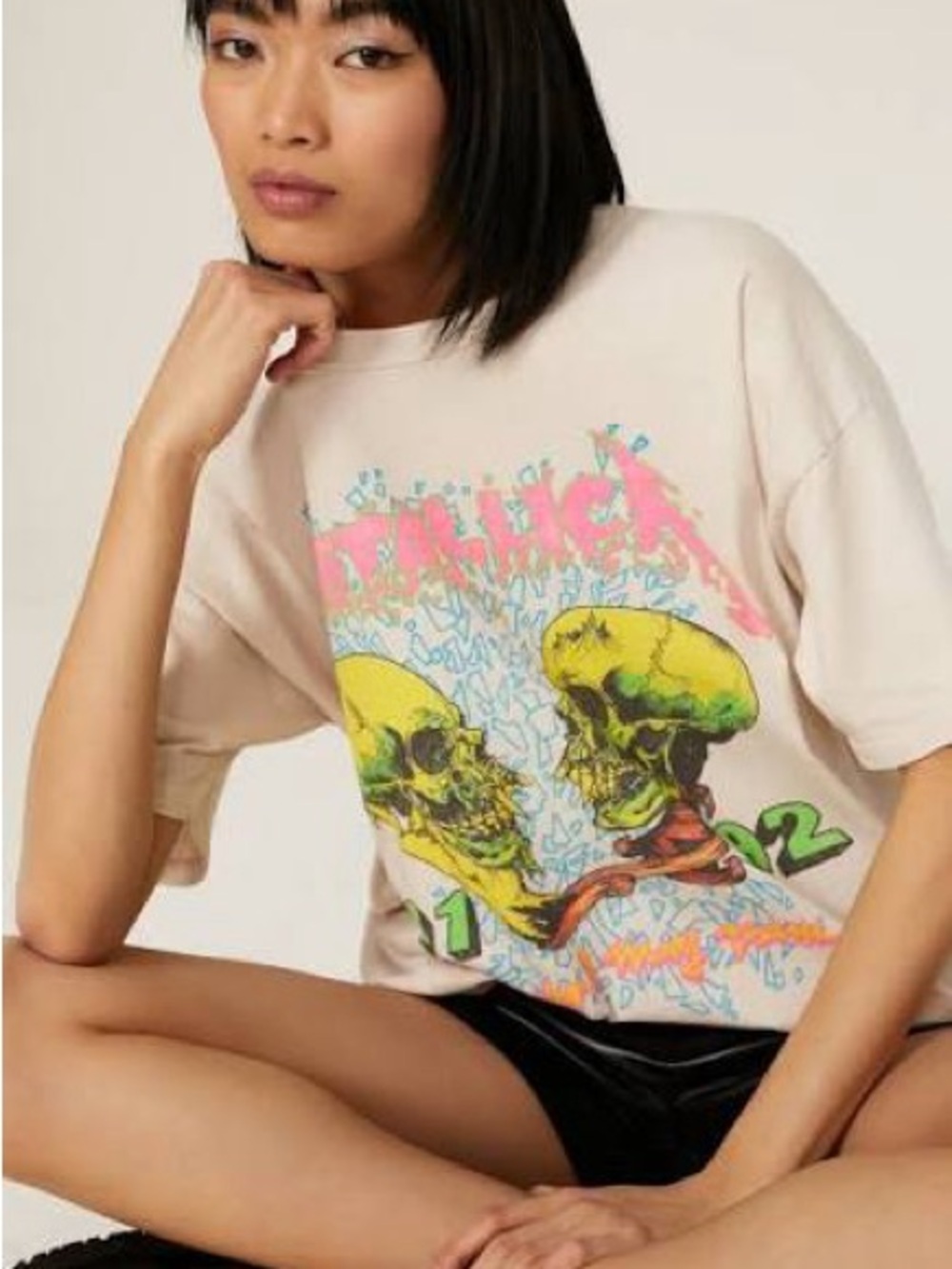 Daydreamer Metallica Wherever I May Roam Merch Tee in Vintage White